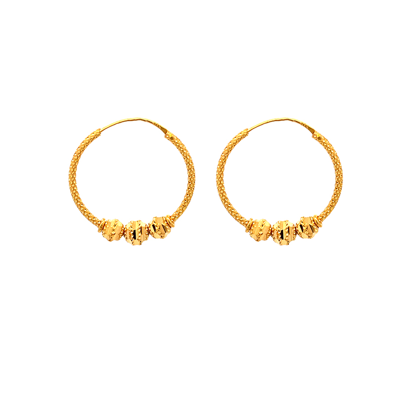 Luxurious 22k Gold Hoop earrings - Diameter 25 mm